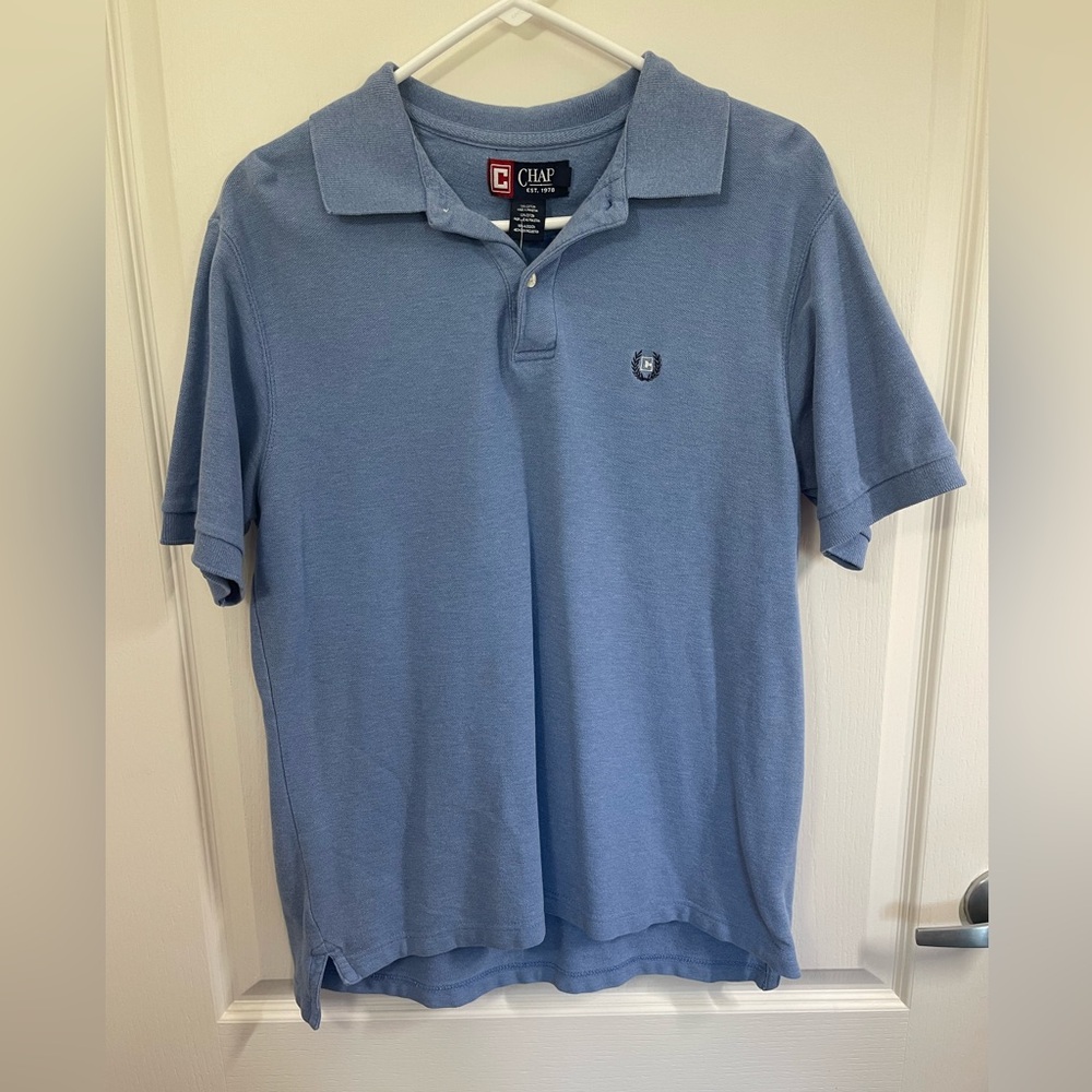 Chaps Men's light Blue Polo Shirt Short Sleeve Size S Embroidered Logo (sku470)